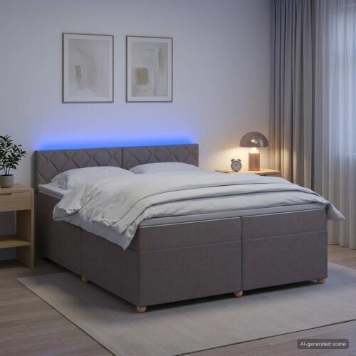 Boxspring krevet s madracem Sivosmeđa 200 x 200 cm Tkanina - Sivosmeđa 200 x 200 cm Dizajn s rombovima Cijena