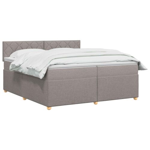 Boxspring krevet s madracem Sivosmeđa 200 x 200 cm Tkanina - Sivosmeđa 200 x 200 cm Dizajn s rombovima Cijena