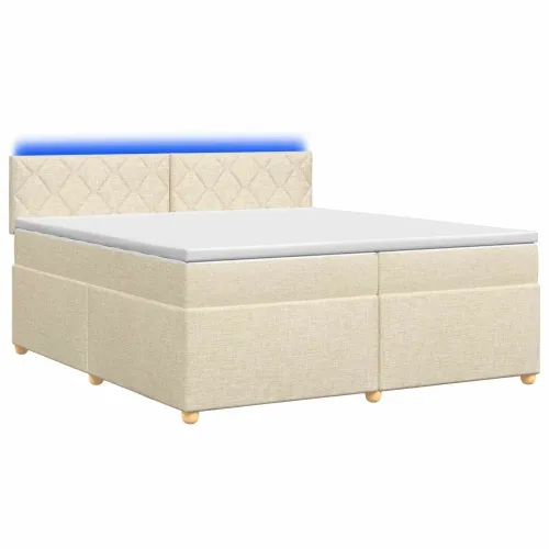 Boxspring krevet s madracem Krem 200 x 200 cm Tkanina - Krem 200 x 200 cm Dizajn s rombovima Cijena