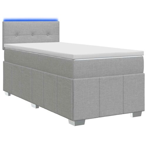 Boxspring krevet s madracem Svjetlosiva 80 x 200 cm Tkanina - Svjetlosiva 80 x 200 cm Prošiveno gumbima Cijena