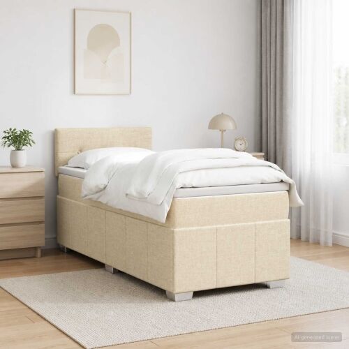 Boxspring krevet s madracem Krem 80 x 200 cm Tkanina - Krem 80 x 200 cm Prošiveno gumbima Cijena