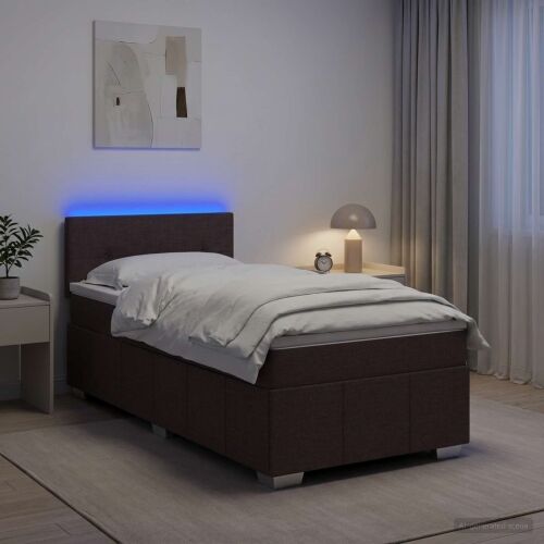 Boxspring krevet s madracem Tamno smeđa 90 x 200 cm Tkanina - Tamno smeđa 90 x 200 cm Prošiveno gumbima Cijena