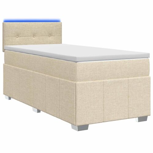 Boxspring krevet s madracem Krem 90 x 200 cm Tkanina - Krem 90 x 200 cm Prošiveno gumbima Cijena