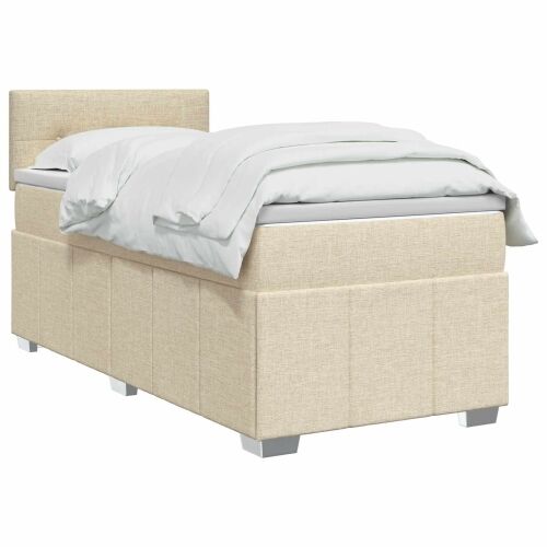 Boxspring krevet s madracem Krem 90 x 200 cm Tkanina - Krem 90 x 200 cm Prošiveno gumbima Cijena