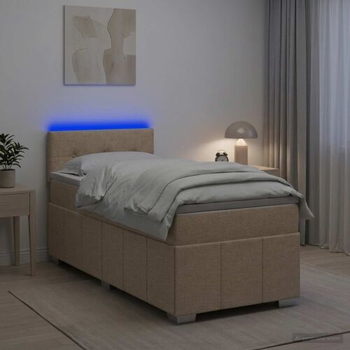 Boxspring krevet s madracem Krem 90 x 200 cm Tkanina - Krem 90 x 200 cm Prošiveno gumbima Cijena