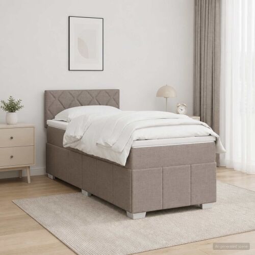 Boxspring krevet s madracem Sivosmeđa 90 x 200 cm Tkanina - Sivosmeđa 90 x 200 cm Dizajn s rombovima Cijena