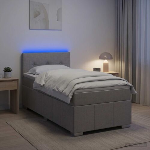 Boxspring krevet s madracem Svjetlosiva 100 x 200 cm Tkanina - Svjetlosiva 100 x 200 cm Prošiveno gumbima Cijena