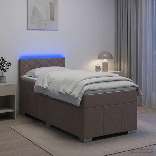 Boxspring krevet s madracem Sivosmeđa 100 x 200 cm Tkanina - Sivosmeđa 100 x 200 cm Dizajn s rombovima Cijena