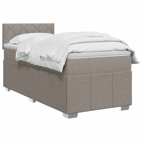 Boxspring krevet s madracem Sivosmeđa 100 x 200 cm Tkanina - Sivosmeđa 100 x 200 cm Dizajn s rombovima Cijena