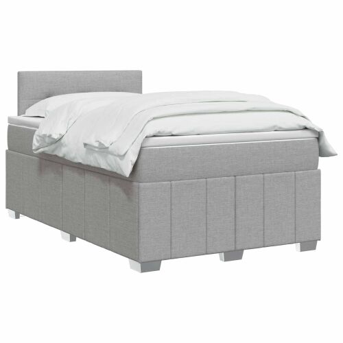 Boxspring krevet s madracem Svjetlosiva 120 x 190 cm Tkanina - Svjetlosiva 120 x 190 cm Prošiveno gumbima Cijena