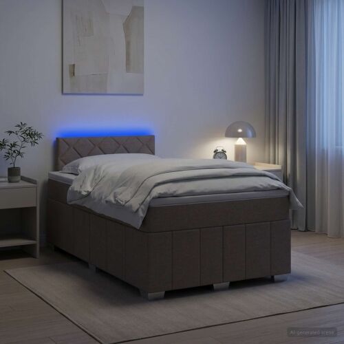 Boxspring krevet s madracem Sivosmeđa 120 x 190 cm Tkanina - Sivosmeđa 120 x 190 cm Dizajn s rombovima Cijena