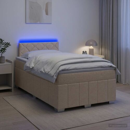 Boxspring krevet s madracem Krem 120 x 190 cm Tkanina - Krem 120 x 190 cm Dizajn s rombovima Cijena