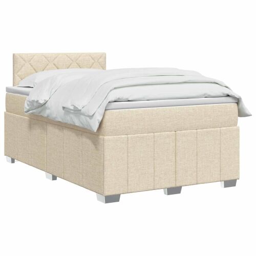 Boxspring krevet s madracem Krem 120 x 190 cm Tkanina - Krem 120 x 190 cm Dizajn s rombovima Cijena