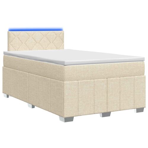 Boxspring krevet s madracem Krem 120 x 190 cm Tkanina - Krem 120 x 190 cm Dizajn s rombovima Cijena