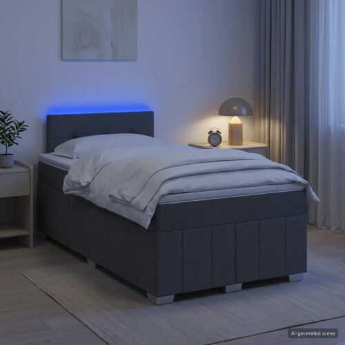 Boxspring krevet s madracem Tamnosiva 120 x 200 cm Tkanina - Tamnosiva 120 x 200 cm Prošiveno gumbima Cijena