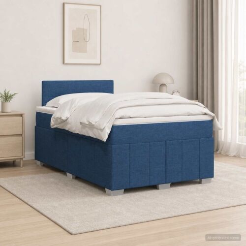 Boxspring krevet s madracem Plava 120 x 200 cm Tkanina - Plava 120 x 200 cm Prošiveno gumbima Cijena