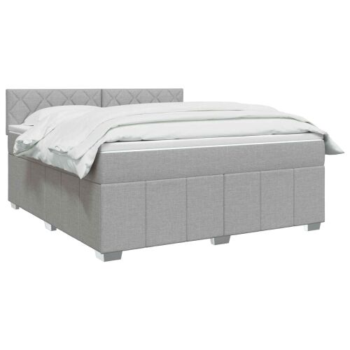 Boxspring krevet s madracem Svjetlosiva 140 x 200 cm Tkanina - Svjetlosiva 140 x 200 cm Dizajn s rombovima Cijena