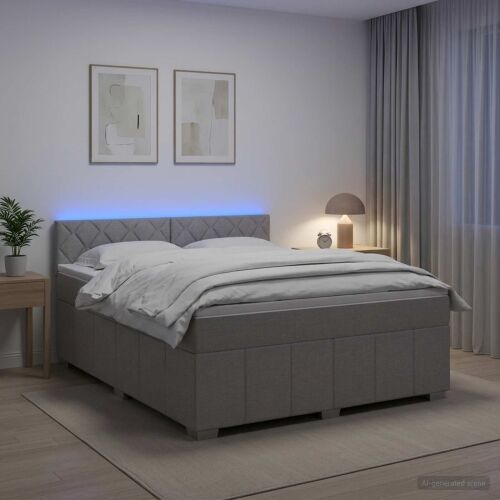 Boxspring krevet s madracem Svjetlosiva 160 x 200 cm Tkanina - Svjetlosiva 160 x 200 cm Dizajn s rombovima Cijena