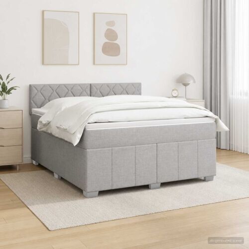Boxspring krevet s madracem Svjetlosiva 160 x 200 cm Tkanina - Svjetlosiva 160 x 200 cm Dizajn s rombovima Cijena