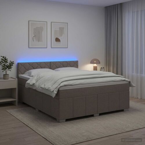 Boxspring krevet s madracem Sivosmeđa 160 x 200 cm Tkanina - Sivosmeđa 160 x 200 cm Dizajn s rombovima Cijena