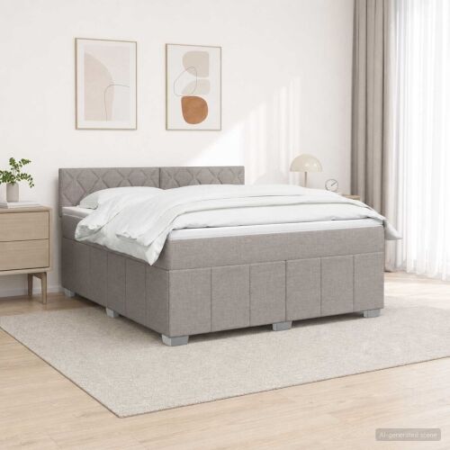 Boxspring krevet s madracem Sivosmeđa 160 x 200 cm Tkanina - Sivosmeđa 160 x 200 cm Dizajn s rombovima Cijena