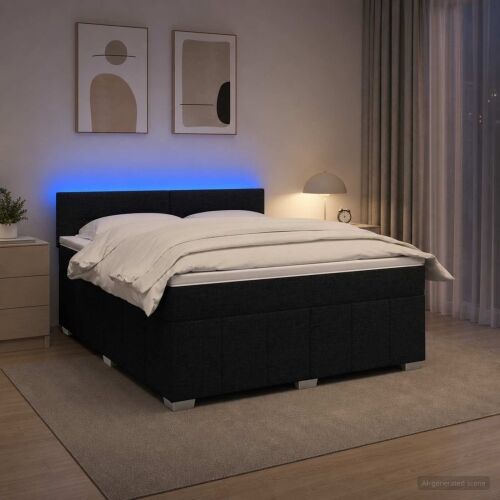 Boxspring krevet s madracem Crna 180 x 200 cm Tkanina - Crna 180 x 200 cm Prošiveno gumbima Cijena