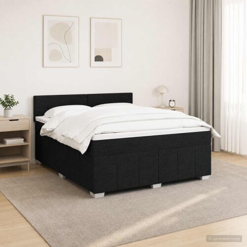 Boxspring krevet s madracem Crna 180 x 200 cm Tkanina - Crna 180 x 200 cm Prošiveno gumbima Cijena