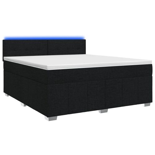 Boxspring krevet s madracem Crna 180 x 200 cm Tkanina - Crna 180 x 200 cm Prošiveno gumbima Cijena