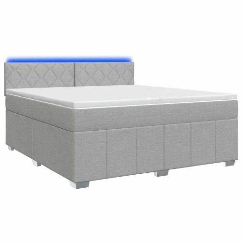 Boxspring krevet s madracem Svjetlosiva 180 x 200 cm Tkanina - Svjetlosiva 180 x 200 cm Dizajn s rombovima Cijena