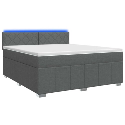 Boxspring krevet s madracem Tamnosiva 180 x 200 cm Tkanina - Tamnosiva 180 x 200 cm Dizajn s rombovima Cijena