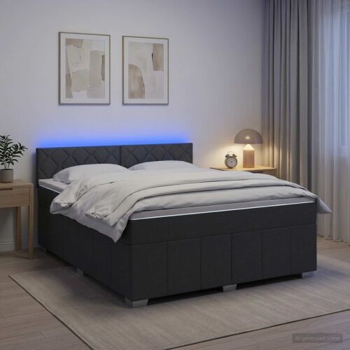 Boxspring krevet s madracem Tamnosiva 180 x 200 cm Tkanina - Tamnosiva 180 x 200 cm Dizajn s rombovima Cijena