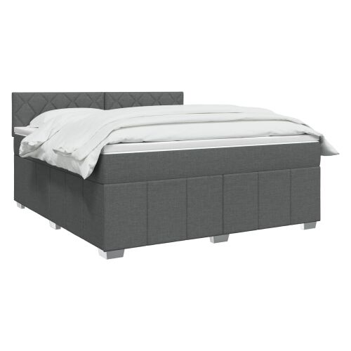Boxspring krevet s madracem Tamnosiva 180 x 200 cm Tkanina - Tamnosiva 180 x 200 cm Dizajn s rombovima Cijena