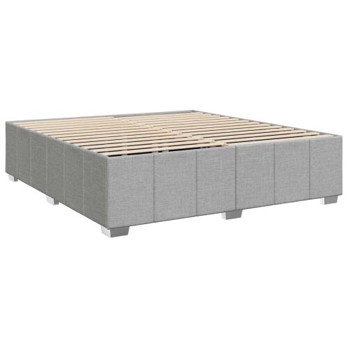 Boxspring krevet s madracem Svjetlosiva 200 x 200 cm Tkanina - Svjetlosiva 200 x 200 cm Prošiveno gumbima Cijena