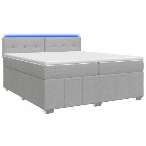 Boxspring krevet s madracem Svjetlosiva 200 x 200 cm Tkanina - Svjetlosiva 200 x 200 cm Prošiveno gumbima Cijena