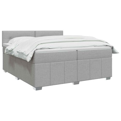 Boxspring krevet s madracem Svjetlosiva 200 x 200 cm Tkanina - Svjetlosiva 200 x 200 cm Prošiveno gumbima Cijena