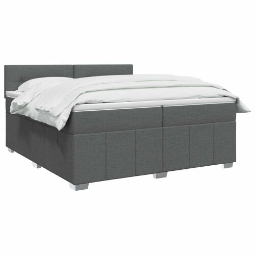 Boxspring krevet s madracem Tamnosiva 200 x 200 cm Tkanina - Tamnosiva 200 x 200 cm Prošiveno gumbima Cijena