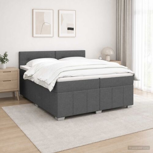 Boxspring krevet s madracem Tamnosiva 200 x 200 cm Tkanina - Tamnosiva 200 x 200 cm Prošiveno gumbima Cijena