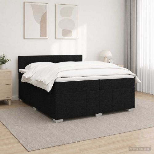 Boxspring krevet s madracem Crna 200 x 200 cm Tkanina - Crna 200 x 200 cm Prošiveno gumbima Cijena