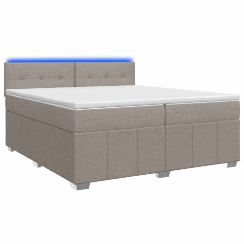 Boxspring krevet s madracem Sivosmeđa 200 x 200 cm Tkanina - Sivosmeđa 200 x 200 cm Prošiveno gumbima Cijena