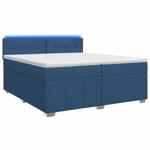 Boxspring krevet s madracem Plava 200 x 200 cm Tkanina - Plava 200 x 200 cm Prošiveno gumbima Cijena