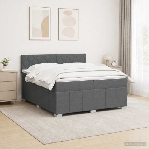 Boxspring krevet s madracem Tamnosiva 200 x 200 cm Tkanina - Tamnosiva 200 x 200 cm Dizajn s rombovima Cijena