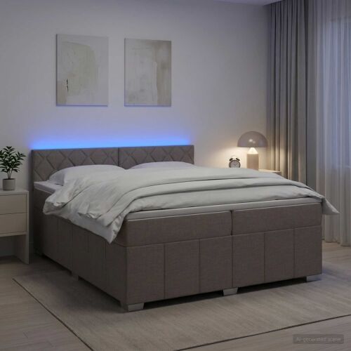 Boxspring krevet s madracem Sivosmeđa 200 x 200 cm Tkanina - Sivosmeđa 200 x 200 cm Dizajn s rombovima Cijena