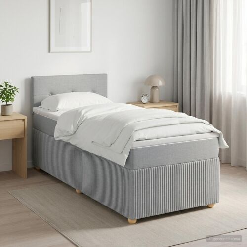 Boxspring krevet s madracem Svjetlosiva 80 x 200 cm Tkanina - Svjetlosiva 80 x 200 cm Prošiveno gumbima Cijena