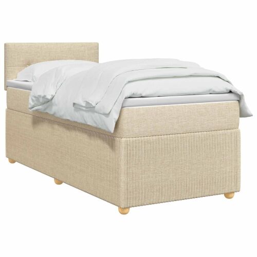 Boxspring krevet s madracem Krem 80 x 200 cm Tkanina - Krem 80 x 200 cm Prošiveno gumbima Cijena