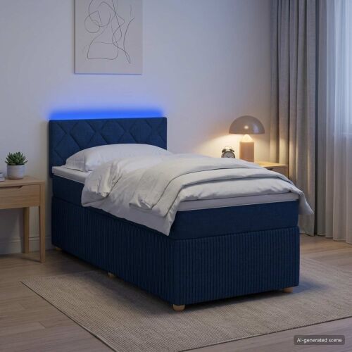 Boxspring krevet s madracem Plava 80 x 200 cm Tkanina - Plava 80 x 200 cm Dizajn s rombovima Cijena