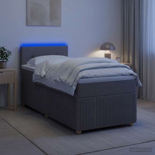 Boxspring krevet s madracem Sivosmeđa 90 x 190 cm Tkanina - Sivosmeđa 90 x 190 cm Prošiveno gumbima Cijena