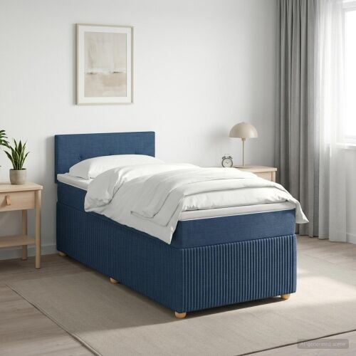 Boxspring krevet s madracem Plava 90 x 190 cm Tkanina - Plava 90 x 190 cm Prošiveno gumbima Cijena