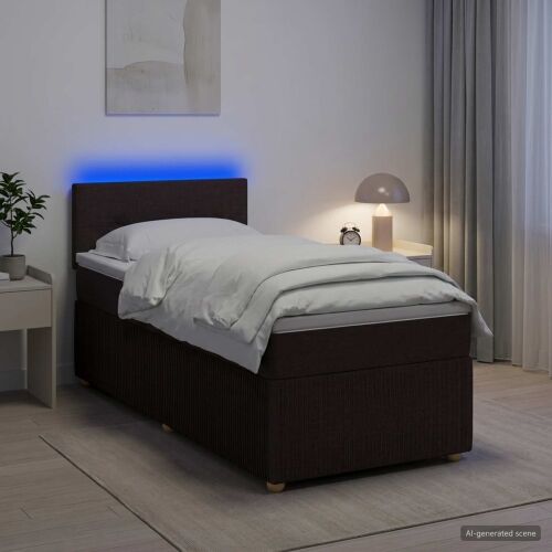 Boxspring krevet s madracem Tamno smeđa 90 x 200 cm Tkanina - Tamno smeđa 90 x 200 cm Prošiveno gumbima Cijena