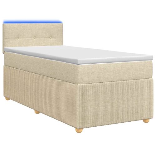 Boxspring krevet s madracem Krem 90 x 200 cm Tkanina - Krem 90 x 200 cm Prošiveno gumbima Cijena