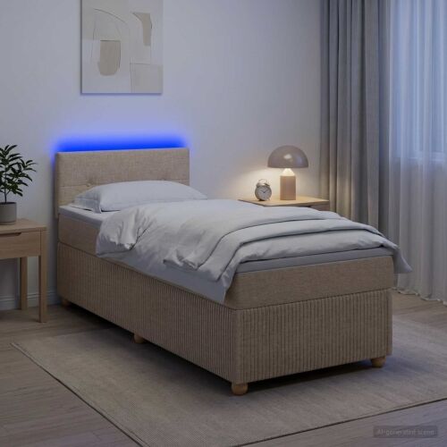 Boxspring krevet s madracem Krem 90 x 200 cm Tkanina - Krem 90 x 200 cm Prošiveno gumbima Cijena